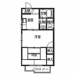コスモハイツ・イシバシ【0201号室】の間取り
