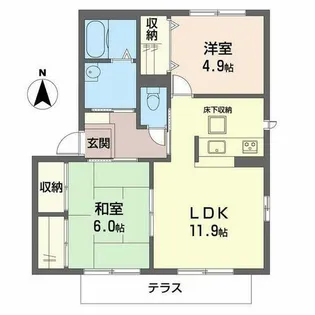シャーメゾン植田D棟【0101号室】の間取り