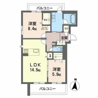 シャーメゾン茶屋ヶ坂【0401号室】の間取り