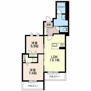 Cortile【0205号室】の間取り