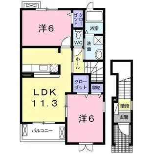 ウエストヒルズA【2階】の間取り