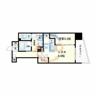 コンフォリア・リヴ本町WEST Q【13階】の間取り