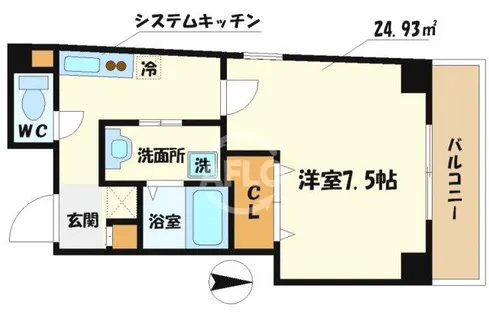 ラ・フォンテ大国町【3階】の間取り