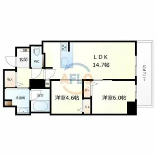 サンエール南堀江【6階】の間取り