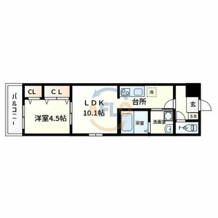フジパレス上住吉【1階】の間取り