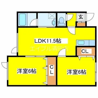 バティール美しが丘【202号室】の間取り