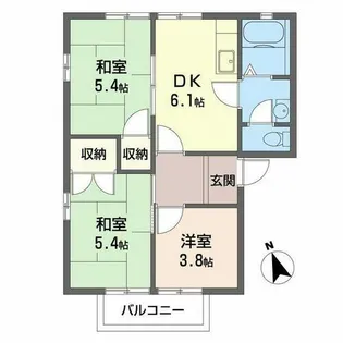 ディアスくすみIII【0206号室】の間取り