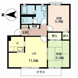 鍵田ハイツ.【0103号室】の間取り