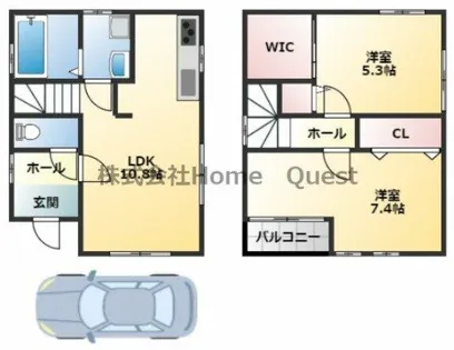 大阪府柏原市法善寺2丁目【一戸建】の間取り