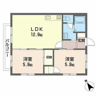 グリーンアヴェニュー古宮【0203号室】の間取り