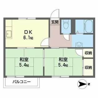 タウニー山本A棟【A102号室】の間取り