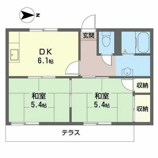 タウニー山本A棟【A102号室】の間取り