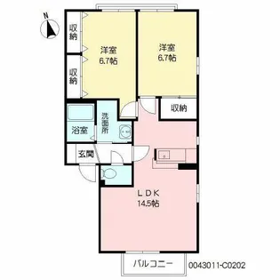 ラフィネ・香嵐 C棟【C0202号室】の間取り