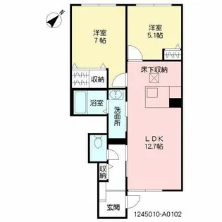 フローラ A棟【A0102号室】の間取り