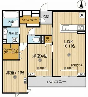 ロンジェヴィータ【202号室】の間取り