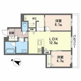 シャーメゾン ユカリナ グリーン 神崎川【0203号室】の間取り
