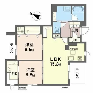 シャーメゾン ユカリナ グリーン 神崎川【0106号室】の間取り