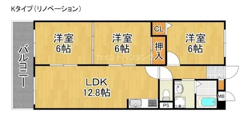 ヴィラスリースター住之江【5階】の間取り