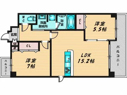 クレシア布施【5階】の間取り
