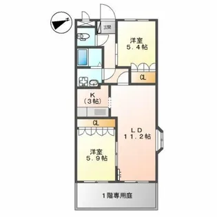 デュエール【1階】の間取り