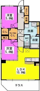 サニーコート津福【1階】の間取り