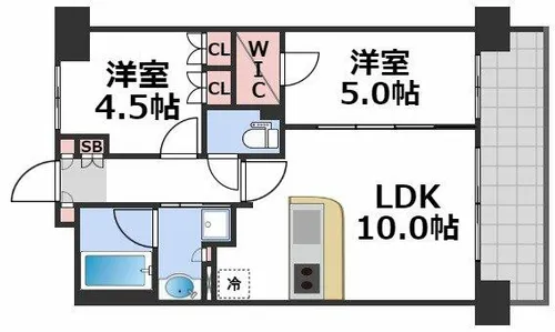 SK RESIDENCES SHINSAIBASHI【6階】の間取り