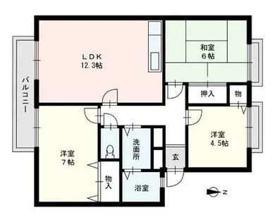 サンガーデン貝塚 B棟【102号室】の間取り