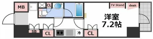 エスリードコート堺筋本町【9階】の間取り