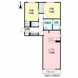 エスポワールKMⅡ B棟【2階】の間取り