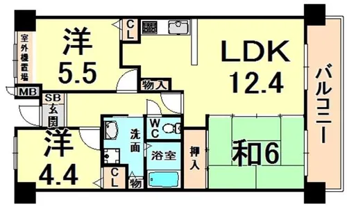 マルシェ伊丹【6階】の間取り