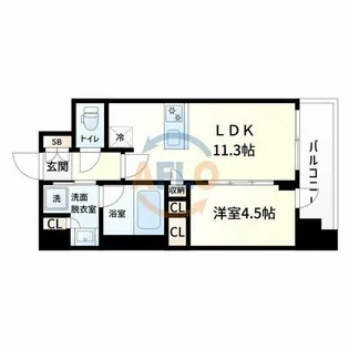 スプランディッド難波キャトル【12階】の間取り
