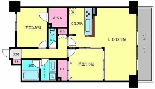 レジディア玉造【4階】の間取り