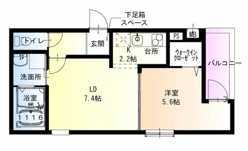 フジパレス住吉我孫子前Ⅰ番館【2階】の間取り