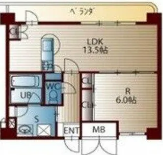 フローライト南森町【8階】の間取り