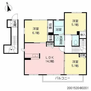 シャーメゾンKT B棟【B0201号室】の間取り