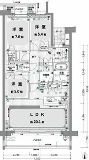マストスクエア白壁【0506号室】の間取り