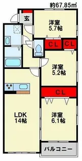 カームテラス【3階】の間取り
