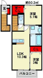 クラポンテMⅡ【201号室】の間取り