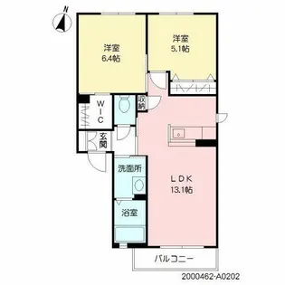 サンパティーク・アイ A棟【A0202号室】の間取り