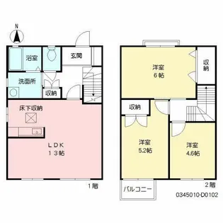 パンテス柏原 D館【D0102号室】の間取り