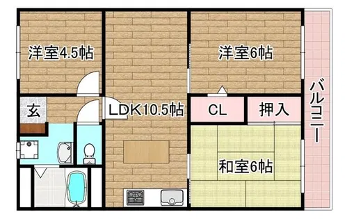 大裕ハイツ若松【3階】の間取り