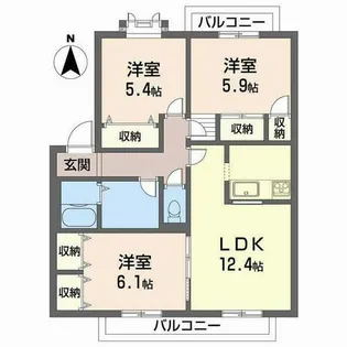 ヴィラ・イグレット【B203号室】の間取り