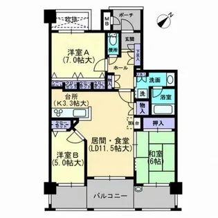 アーサー久留米六ツ門ウイング【2階】の間取り