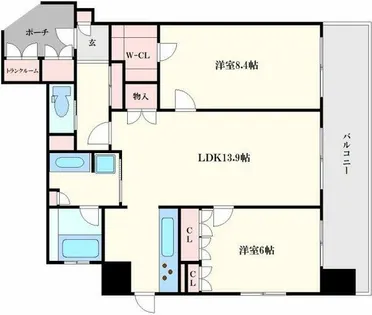 リーガルタワー船場【4階】の間取り