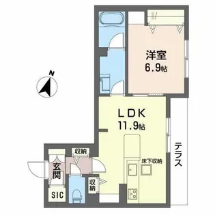 ShaMaison RoseGrove【0102号室】の間取り