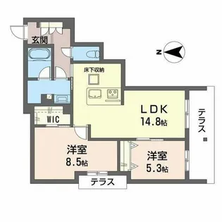 シャーメゾン ブラン ノア【0105号室】の間取り
