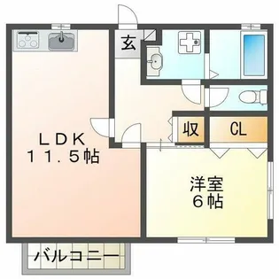 ハイツサニーヒル東棟【1階】の間取り