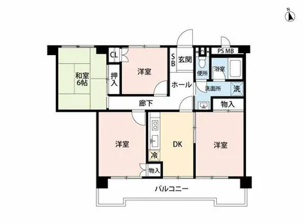 パレス西春【403号室】の間取り