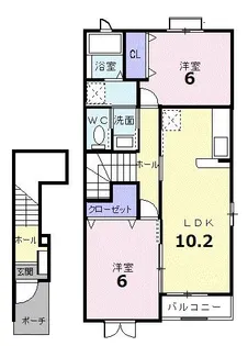 ネオウイング B【2階】の間取り