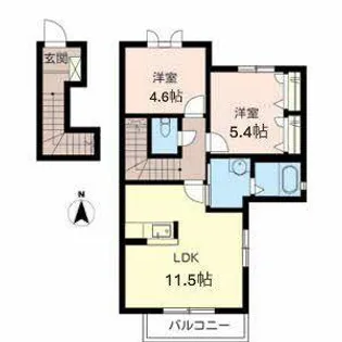 シャーメゾン コトー【0201号室】の間取り